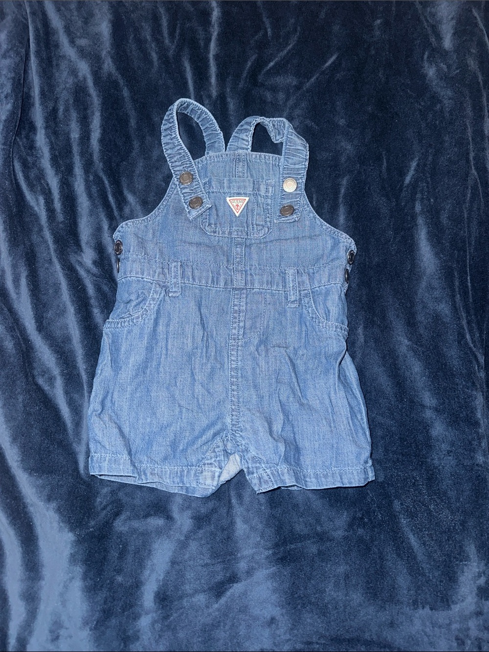 Guess Denim Short Overalls in Classic Blue